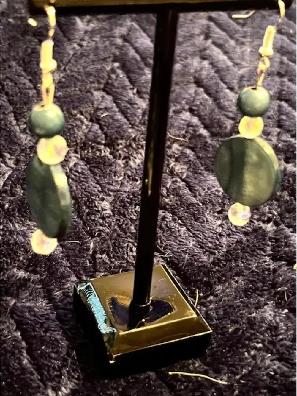 Handmade Blue Beaded Drop Earrings